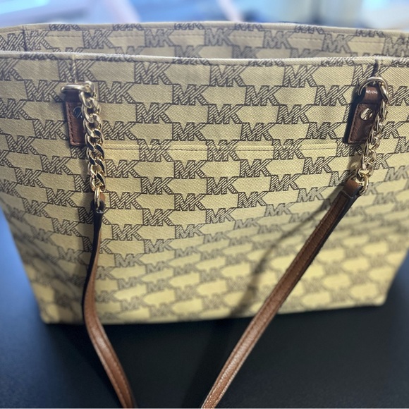 Michael Kors Tan Logo Tote with Tassel - Picture 3 of 4